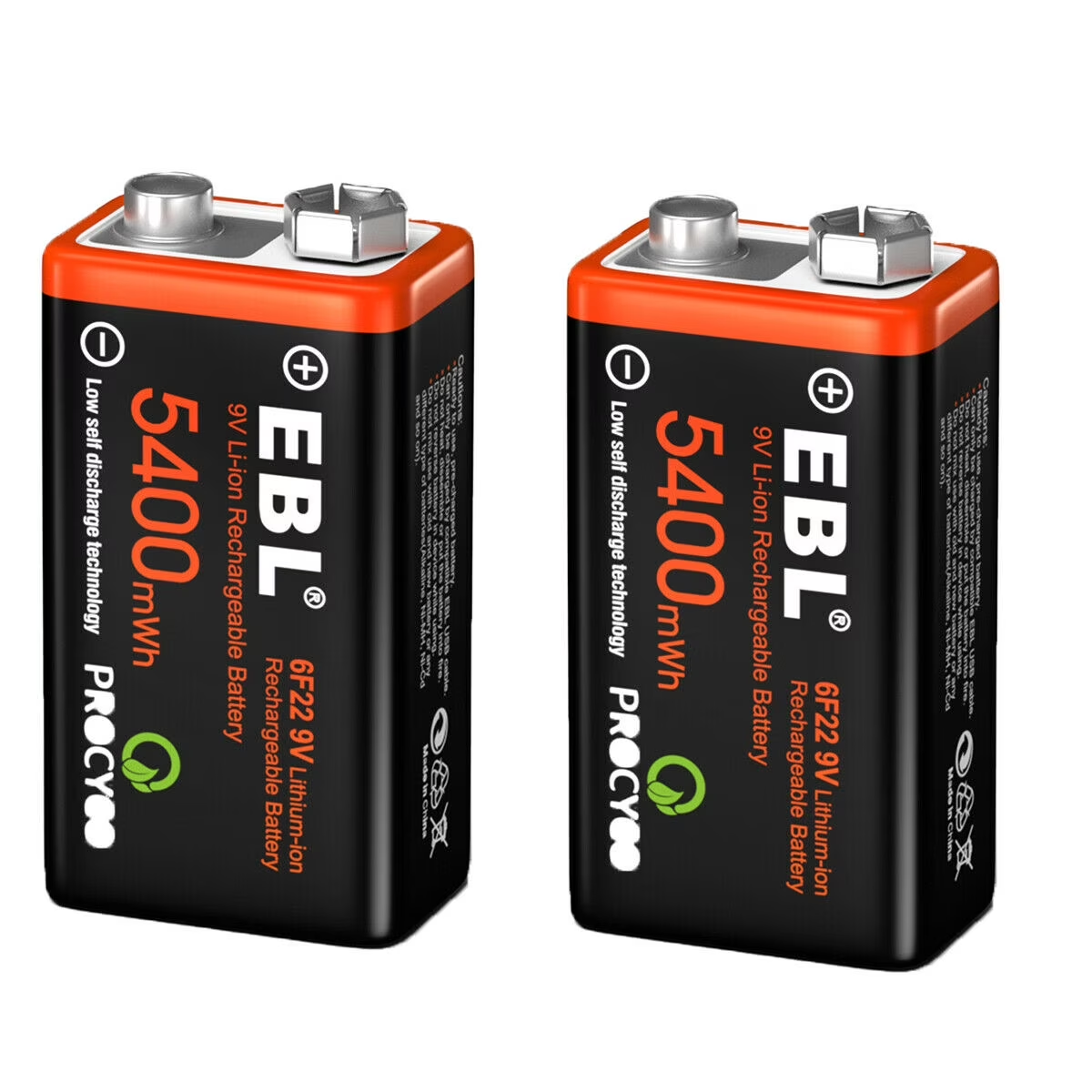 EBL Rechargeable 9V Batteries (2 Pack)