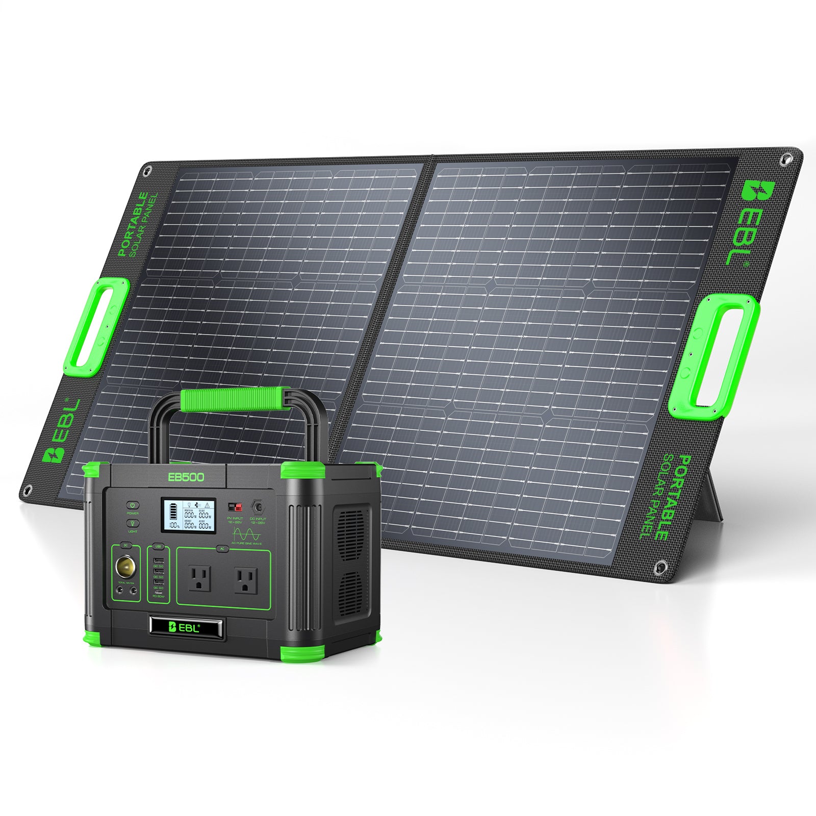 EBL Solar Generator Kit 500W – Portable Power Station Kit with 100W Solar Panel | Off-Grid Power System for Home & Outdoor Use