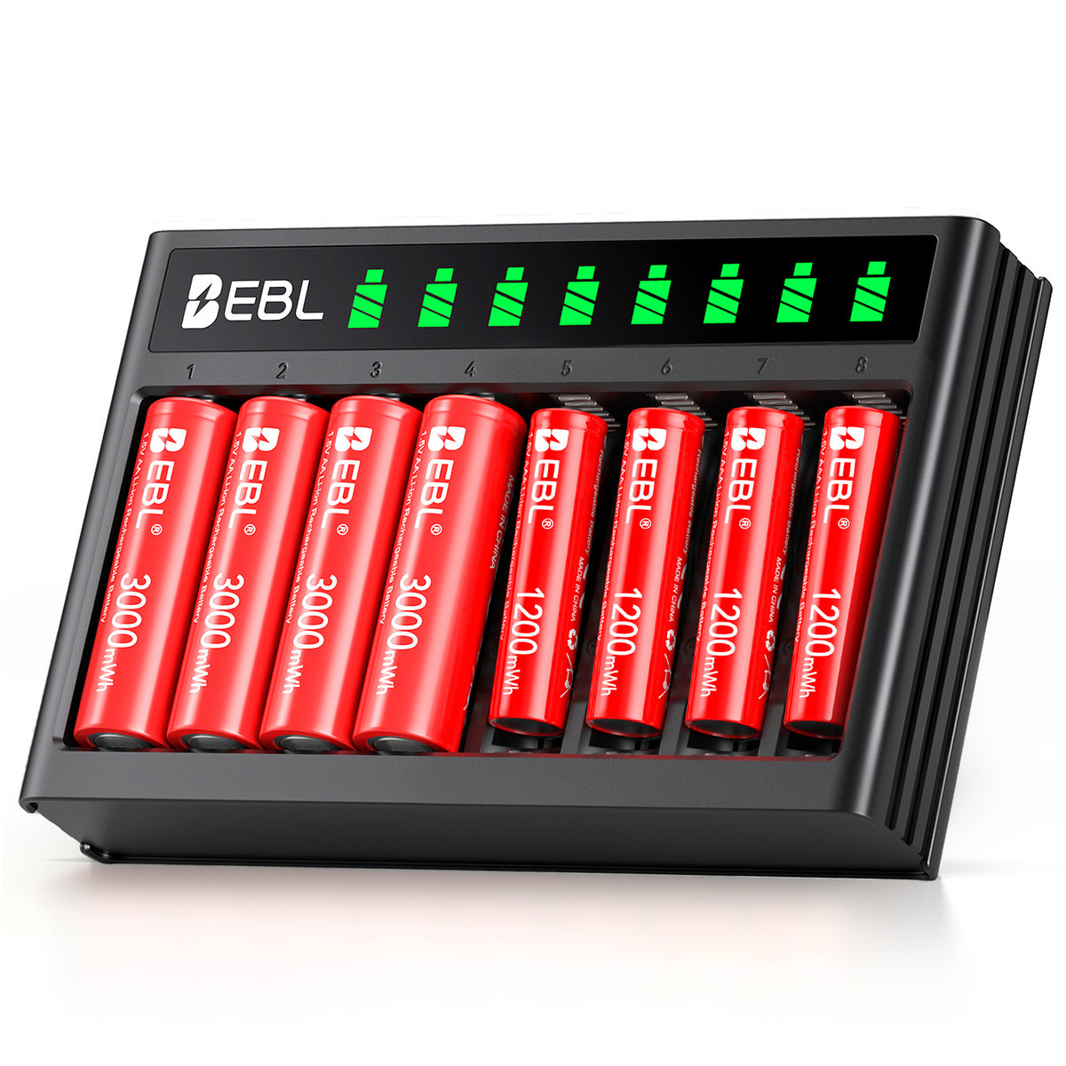 Paquete de 8 pilas de litio AA/AAA EBL de 1,5 V con cargador