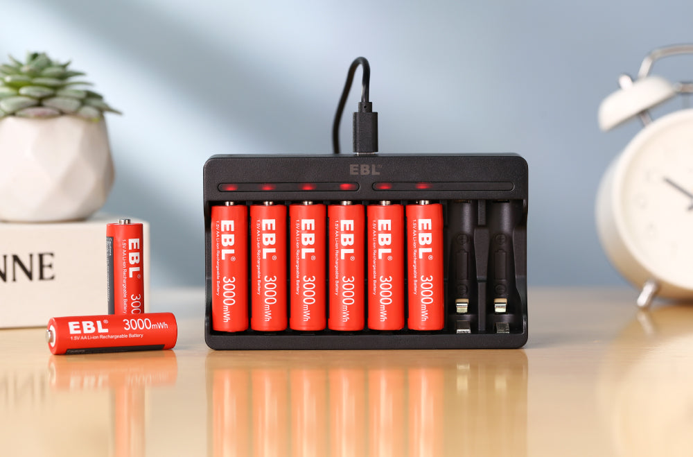 EBL Lithium Battery Charger with 1.5V AA AAA Li-ion Batteries

