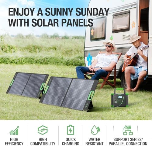 100W Portable Solar Panel, 23.5% High-Efficiency ETFE Foldable Solar Charger with Kickstand, IP65 Waterproof, 18V Output for RV Camping & Off-Grid Power Stations