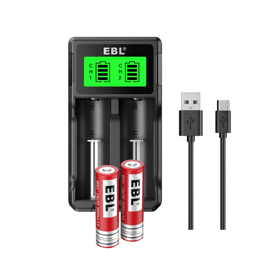 EBL SW-3K Universal 18650 Battery Charger and 18650 Batteries Combo