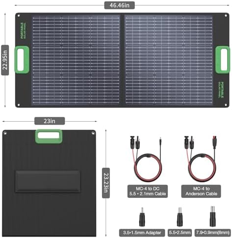 100W Portable Solar Panel, 23.5% High-Efficiency ETFE Foldable Solar Charger with Kickstand, IP65 Waterproof, 18V Output for RV Camping & Off-Grid Power Stations