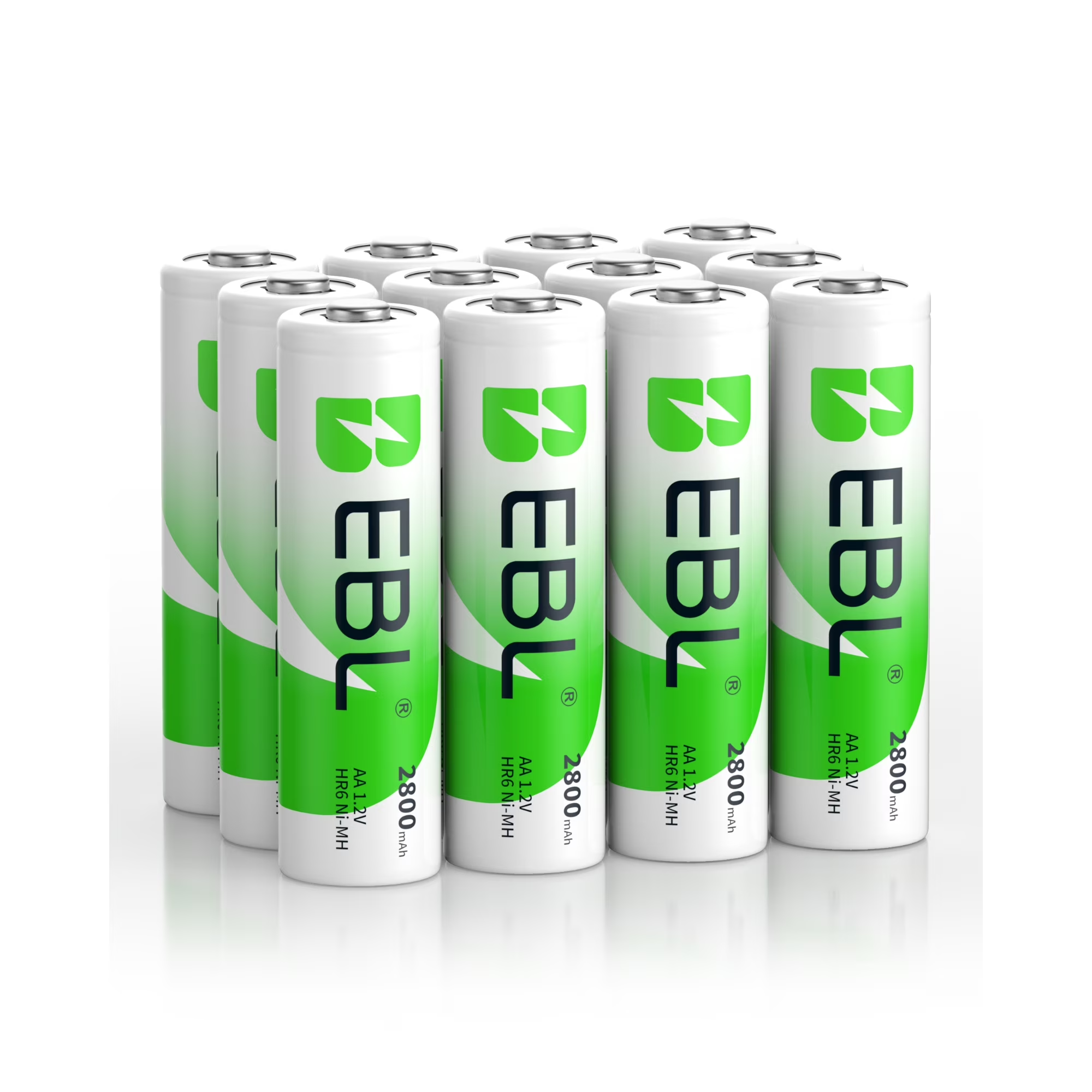 EBL Rechargeable AA Batteries, 2800mAh NiMH Precharged Home Basic Double A Battery Count 12