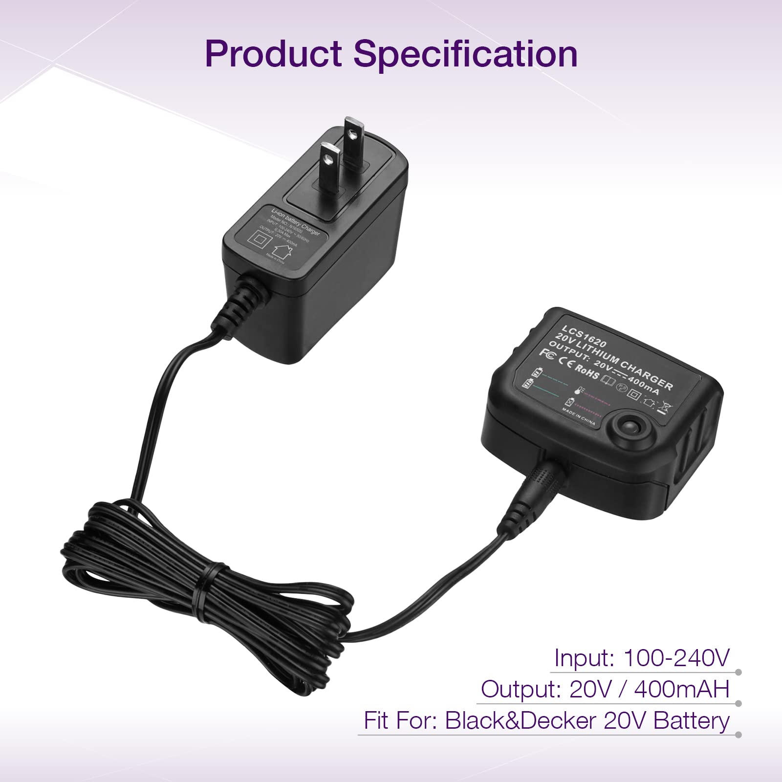 LCS1620 Replacement Charger for Black & Decker Battery