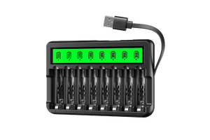 EBL 8 Bay LCD AA AAA Battery Charger with Built-in Cable