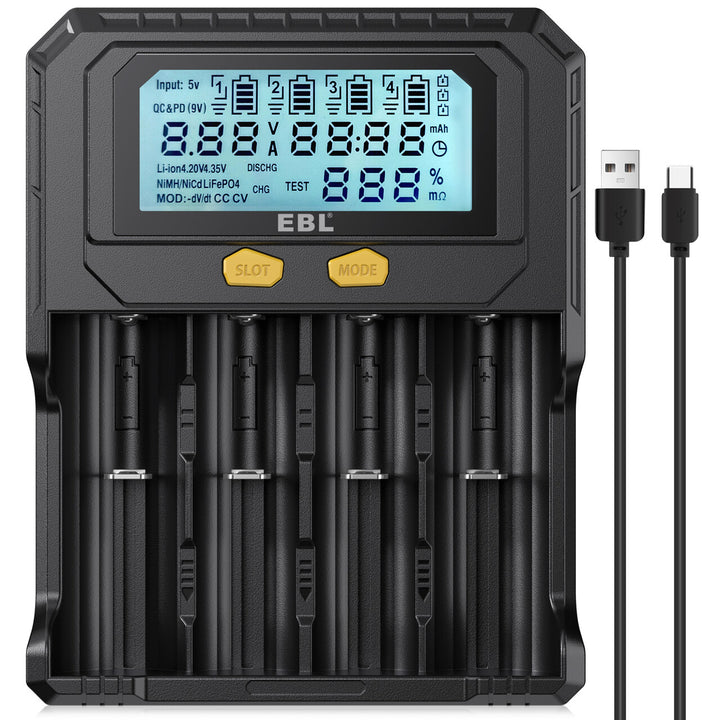 EBL 18650 Battery Charger with Discharge & Testing Functions
