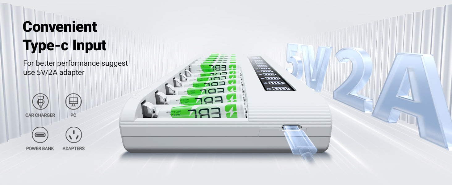 EBL 12-Bay Independent LCD AA AAA Battery Charger