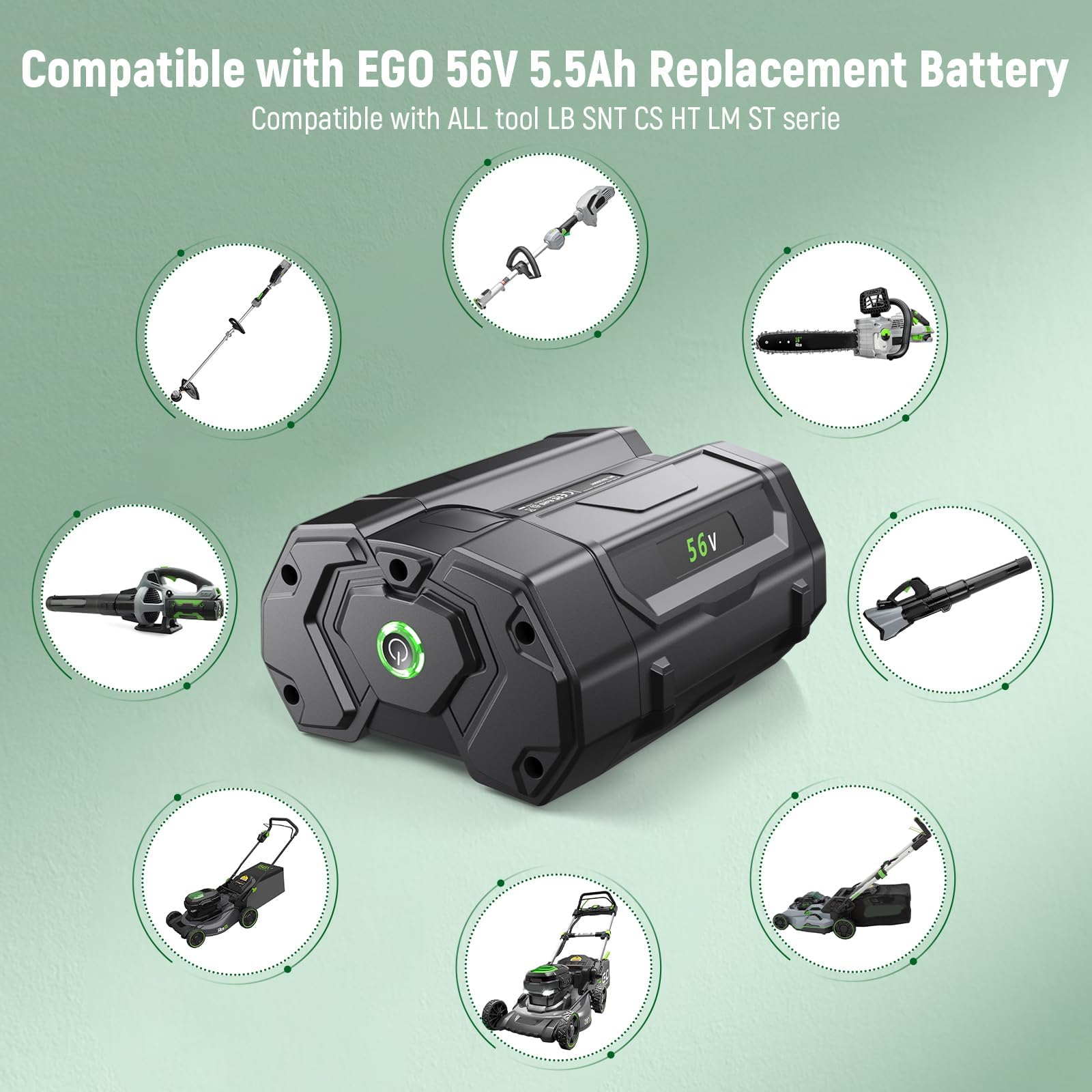 5.5Ah 56V Battery Replacement for EGO Power+ Cordless Tools