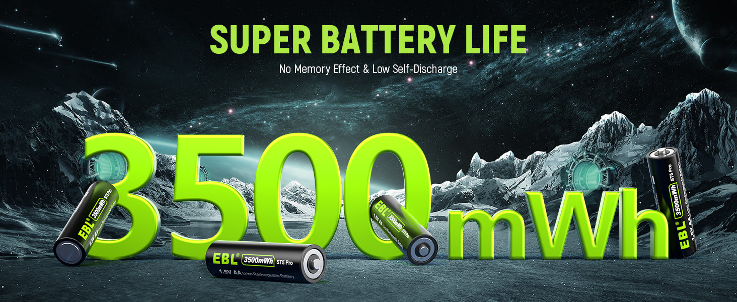 EBL 1.5V Rechargeable AA Lithium Batteries