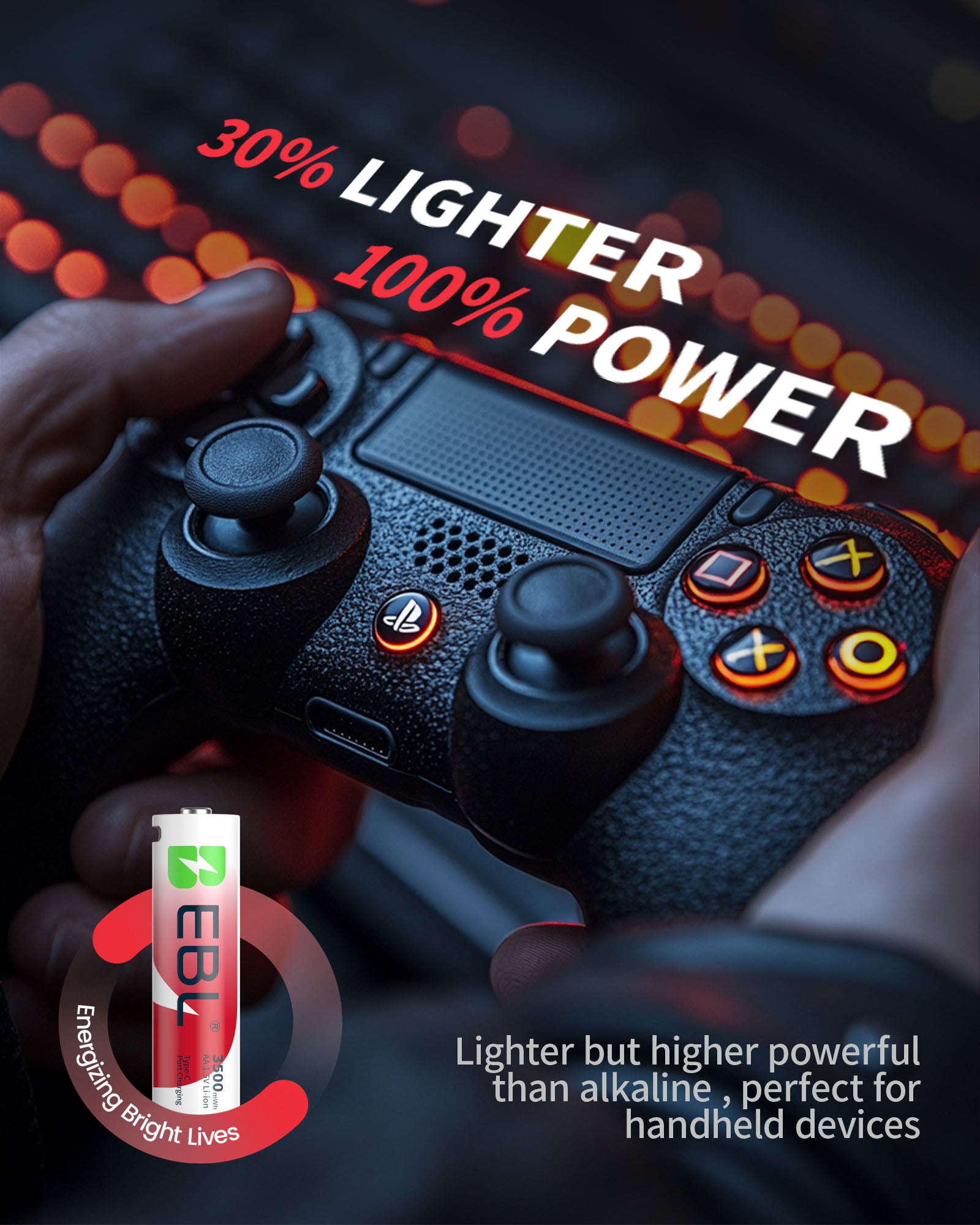 EBL Rechargeable Lithium AA Batteries 3500mWh (4 Pack) with USB-C Charging Cable, Fast Charging AA Batteries for Blink Camera, Xbox Controller, Smart Lock, Flashlight, Toys & High-Drain Devices