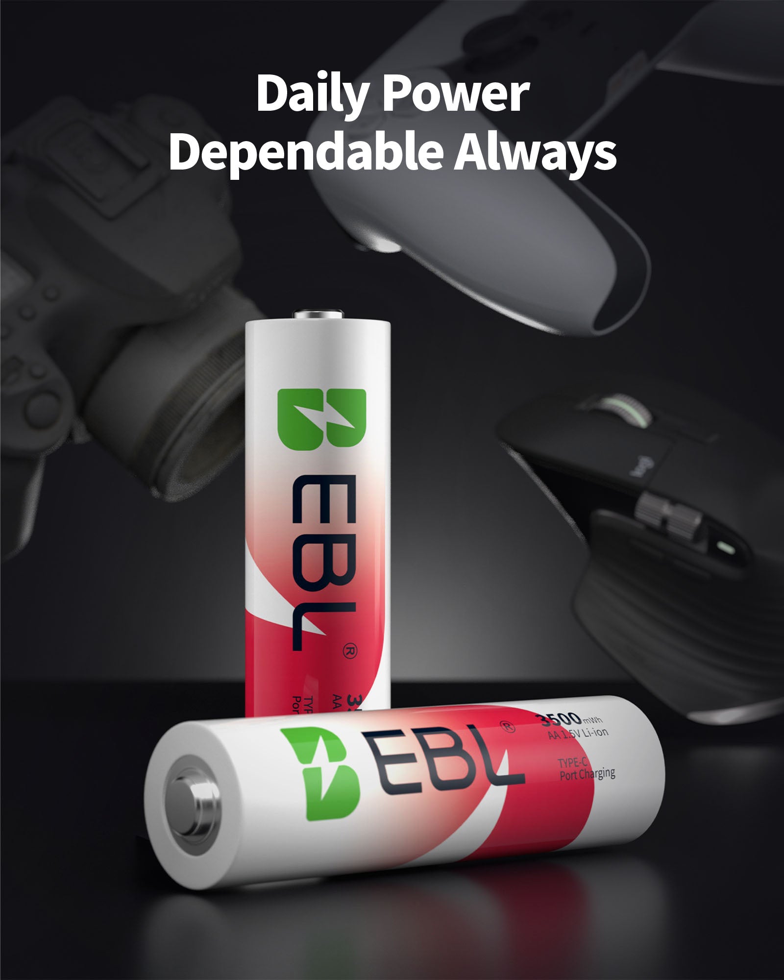 EBL Rechargeable Lithium AA Batteries 3500mWh (4 Pack) with USB-C Charging Cable, Fast Charging AA Batteries for Blink Camera, Xbox Controller, Smart Lock, Flashlight, Toys & High-Drain Devices
