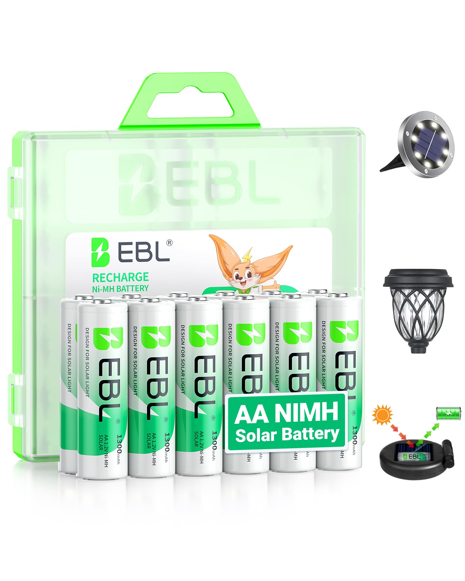 EBL AA Rechargeable Batteries for Solar Lights