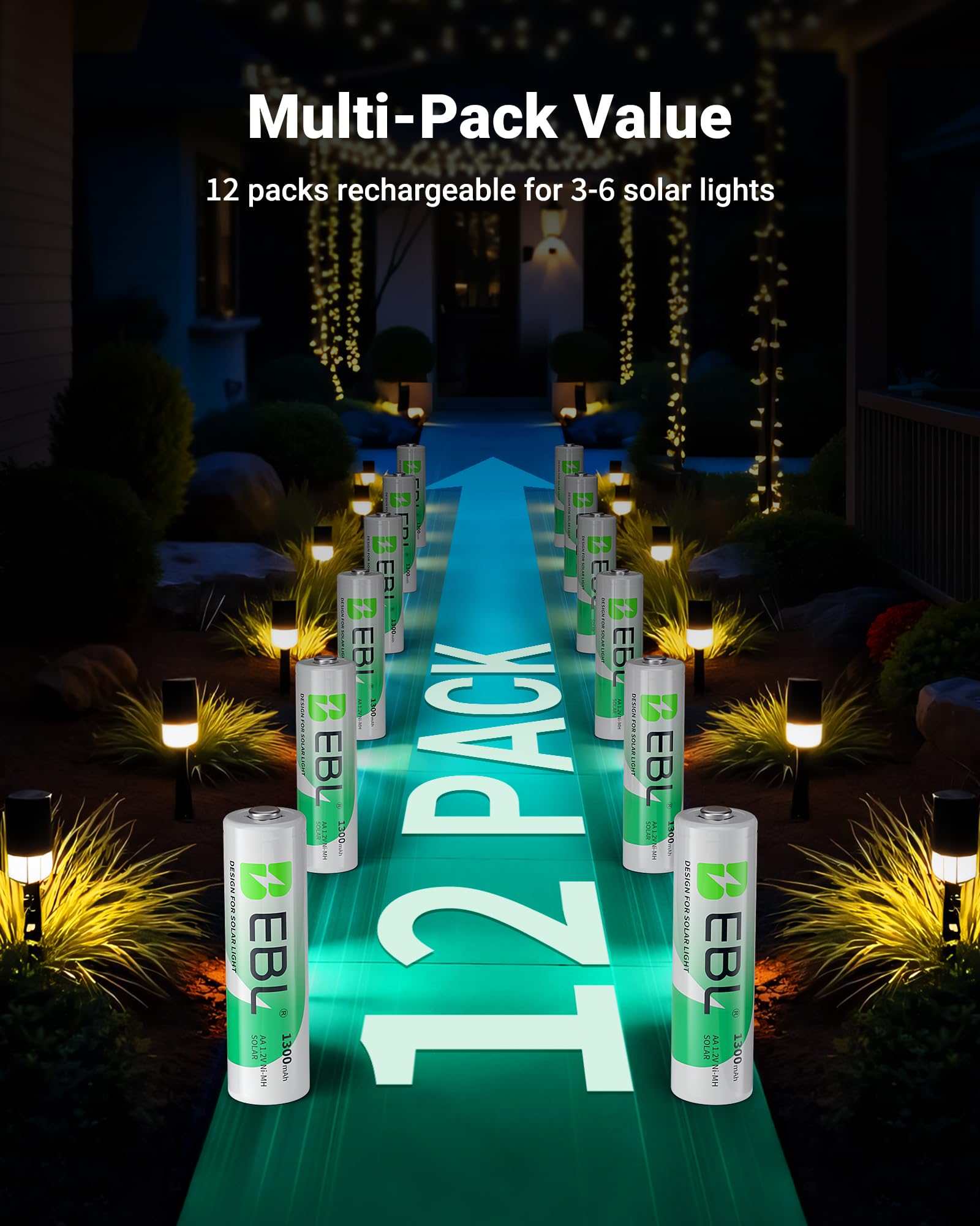 EBL AA Rechargeable Batteries for Solar Lights