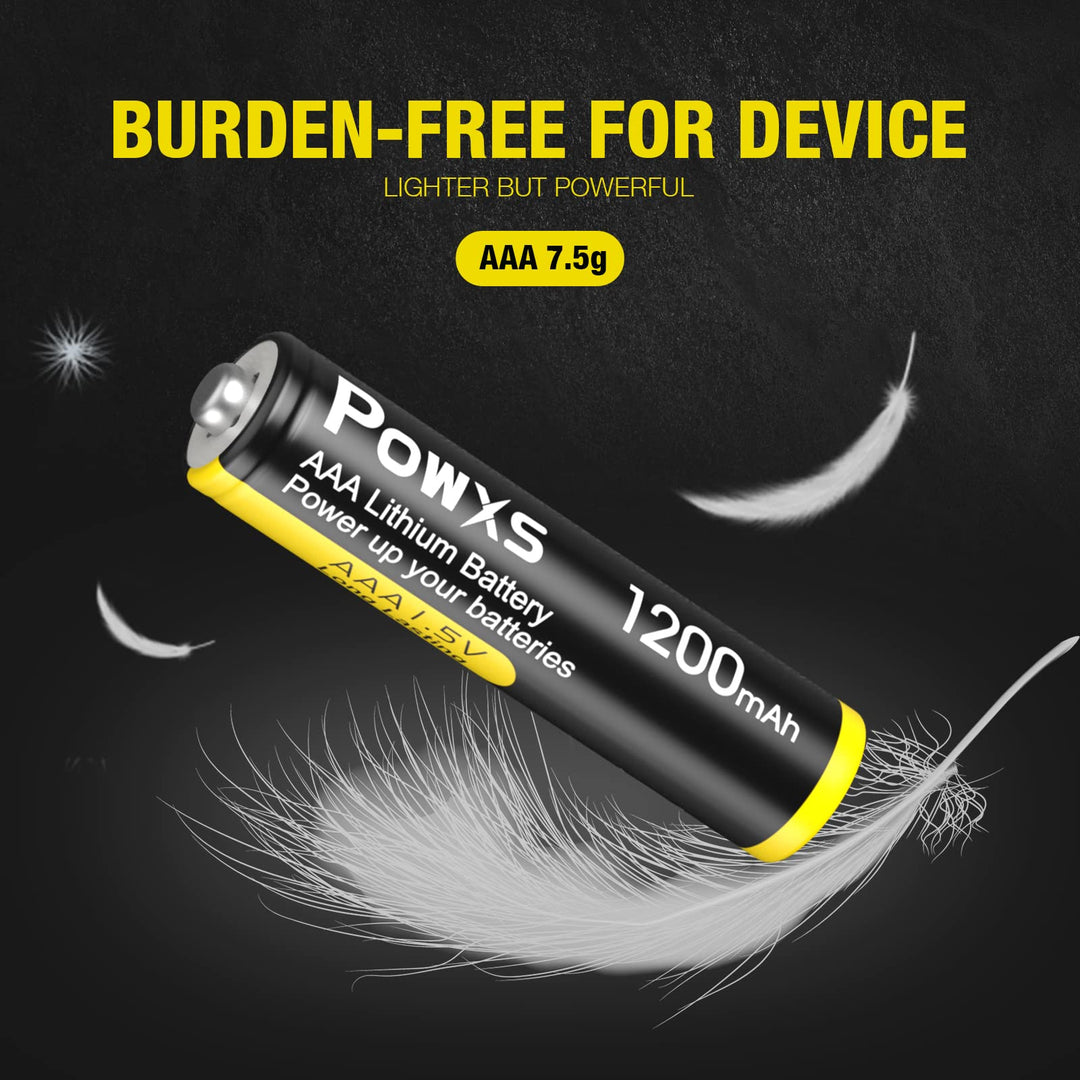 POWXS 1.5V AAA Lithium Batteries 1200mAh