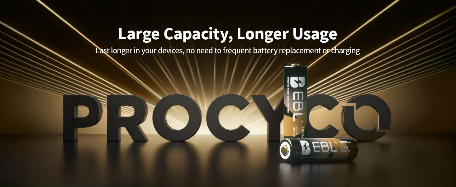 EBL Gold Pro Rechargeable AA Batteries 2800mAh