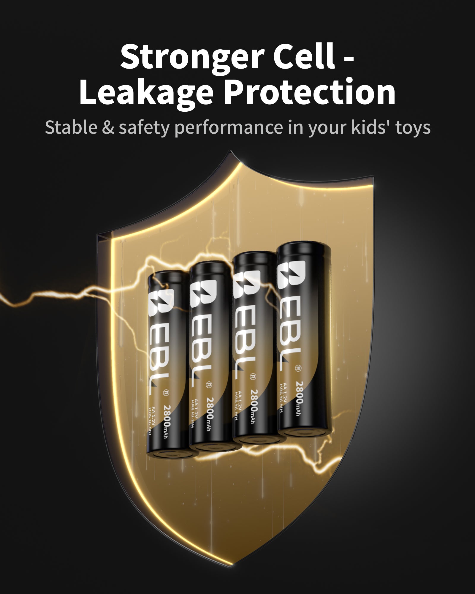 EBL Gold Pro Rechargeable AA Batteries 2800mAh