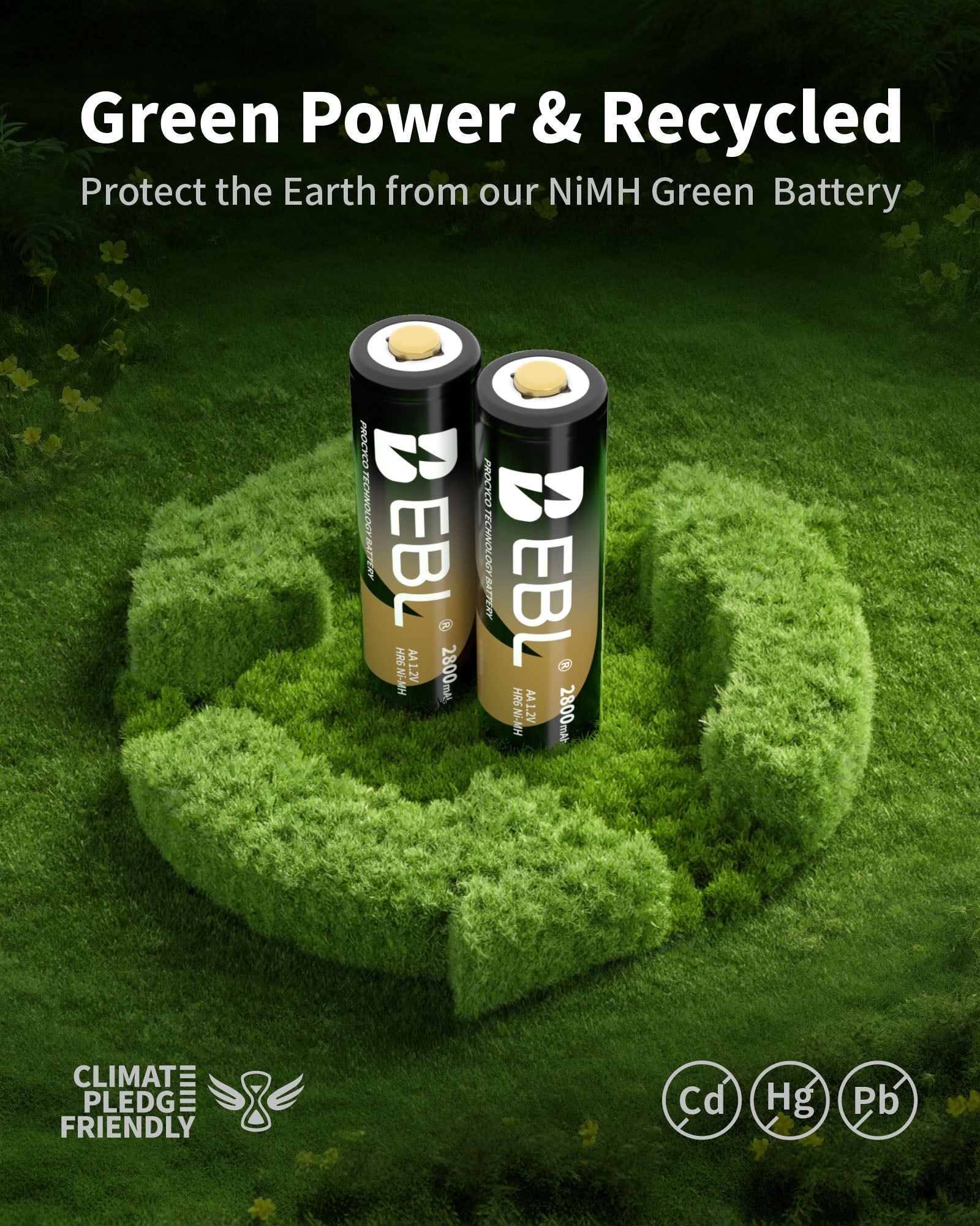 EBL Gold Pro Rechargeable AA Batteries 2800mAh