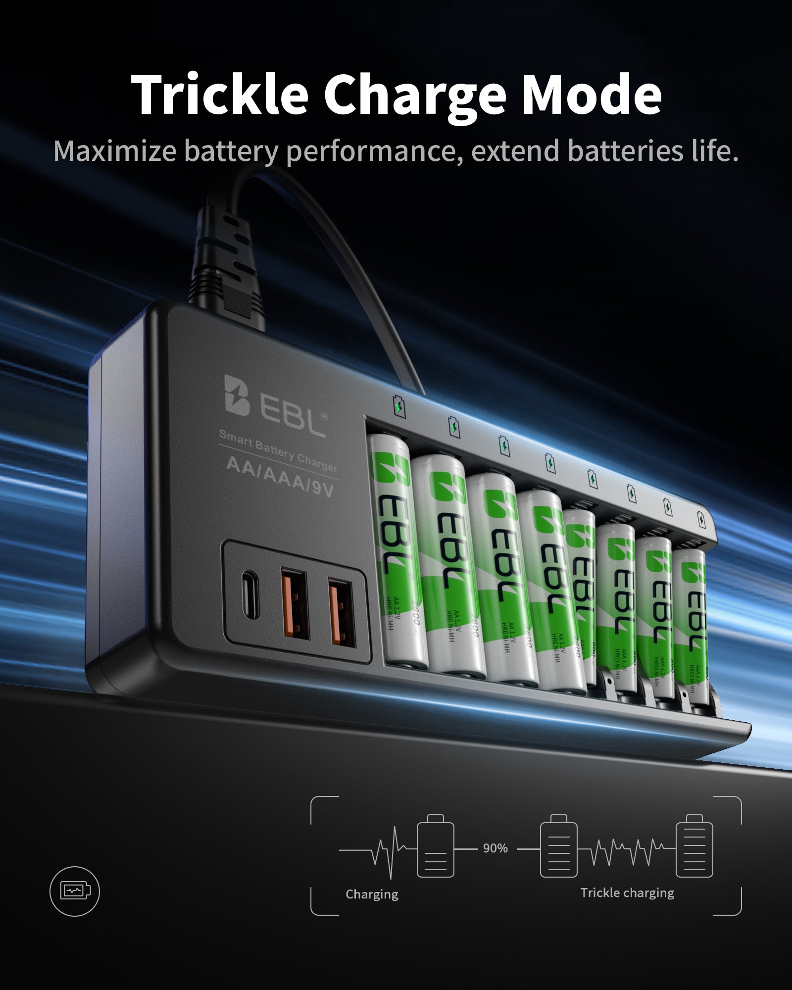 EBL AA AAA 9V Individual Battery Charger