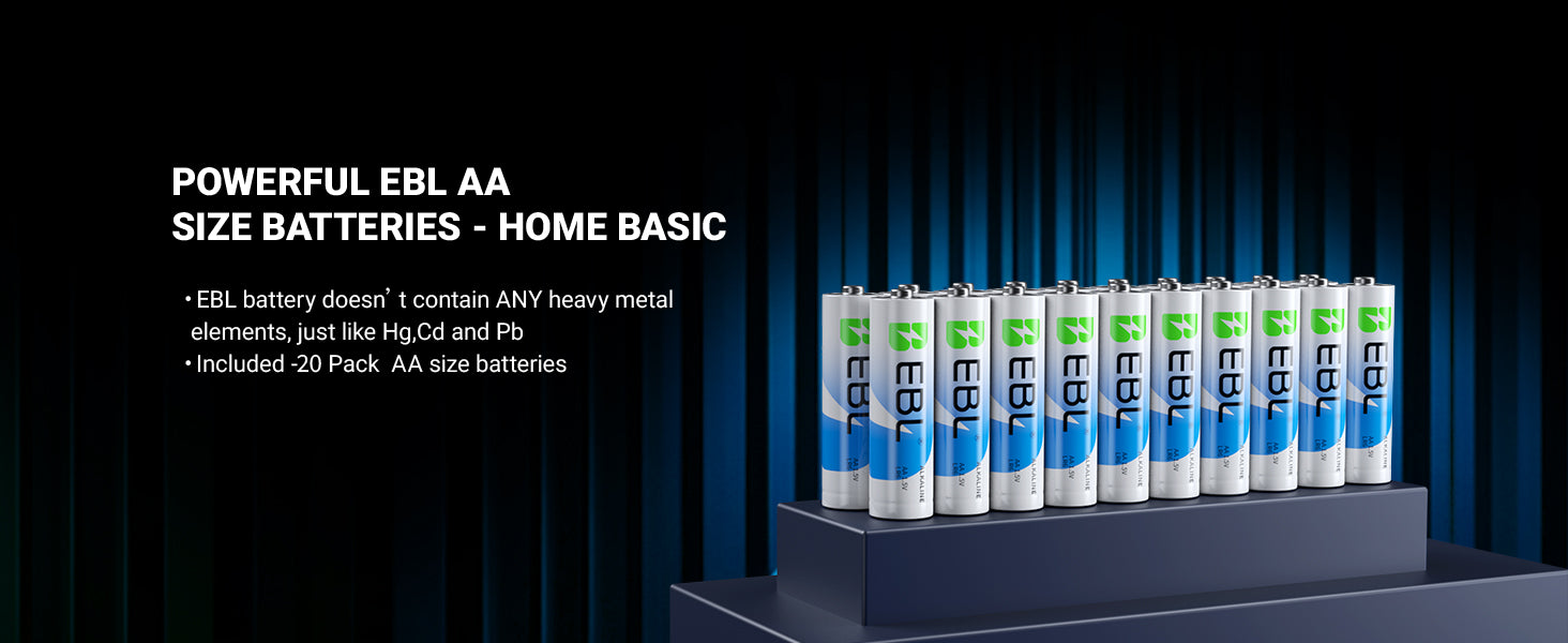 EBL AA Batteries 1.5V Alkaline Double A Long-Lasting 10-Year