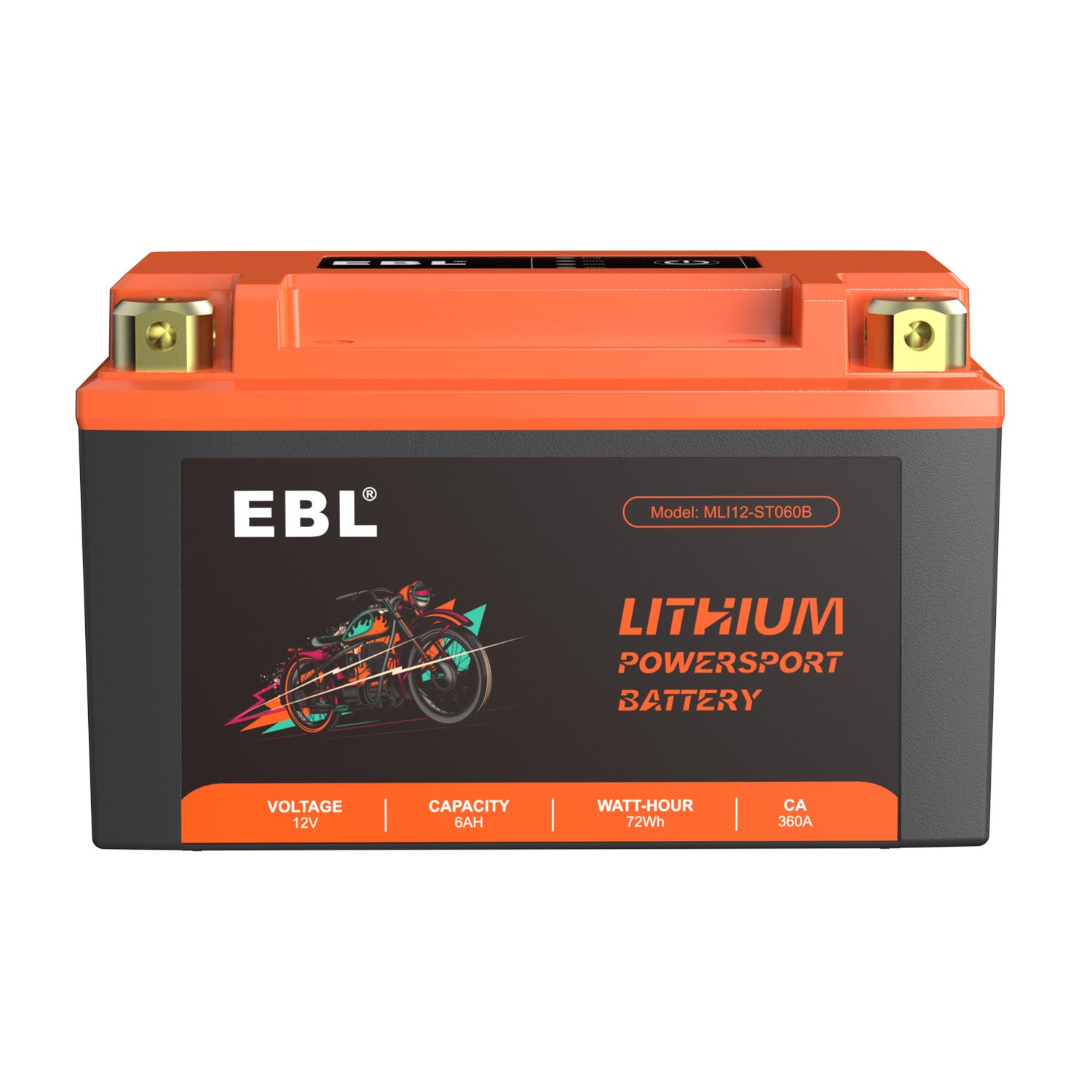 EBL 12V 6Ah LiFePO4 Motorcycle Battery, 180 CCA 360 CA Lithium Starter Battery, YTX7A-BS Replacement for ATV, UTV, Motocross, Dirt Bike, Snowmobile & Jet Ski
