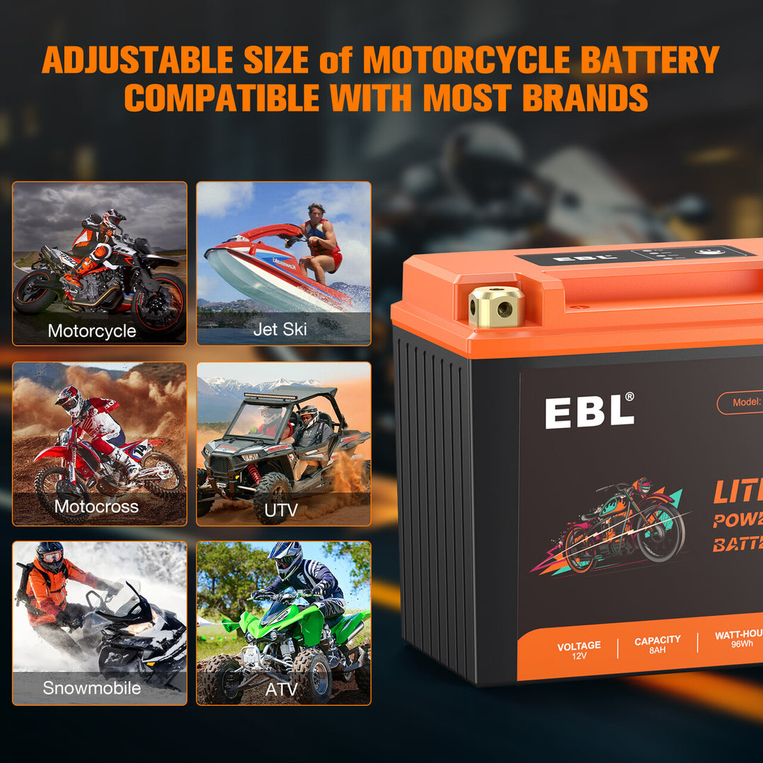 EBL Lithium Motorcycle Battery 12V-8Ah