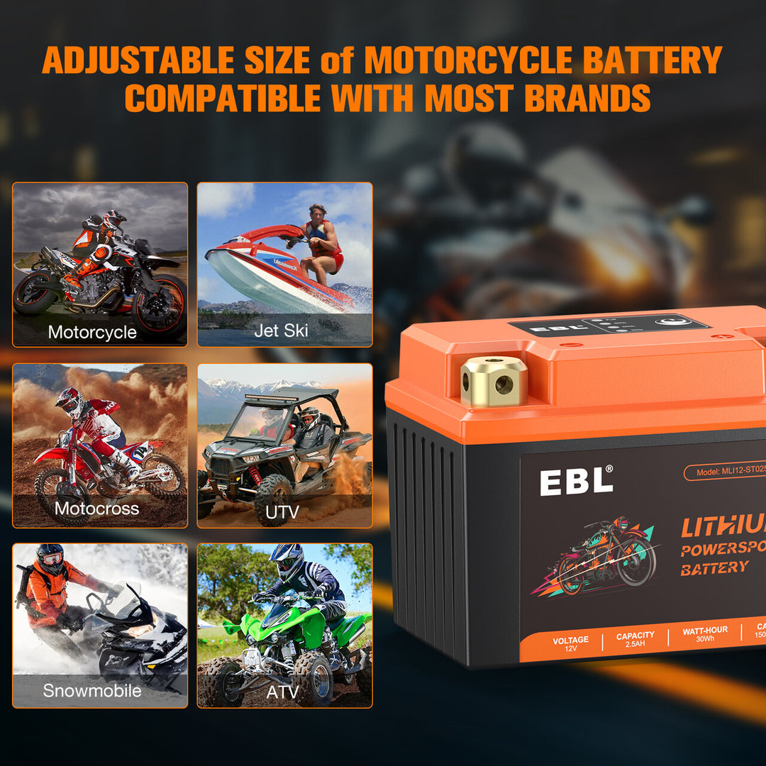 EBL Lithium Motorcycle Battery 12V-2.5Ah