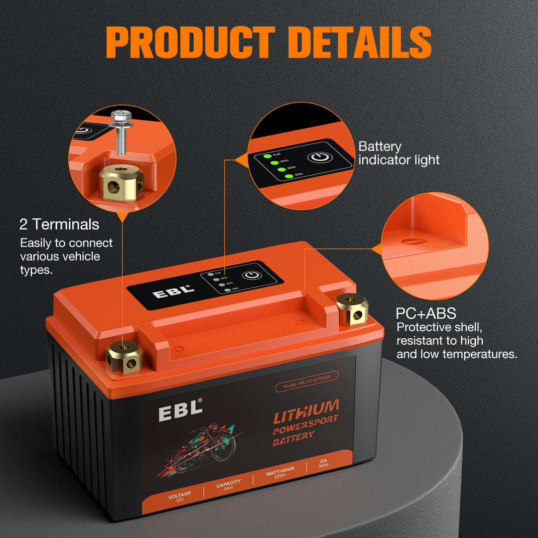 EBL Lithium Motorcycle Battery 12V-3.5Ah