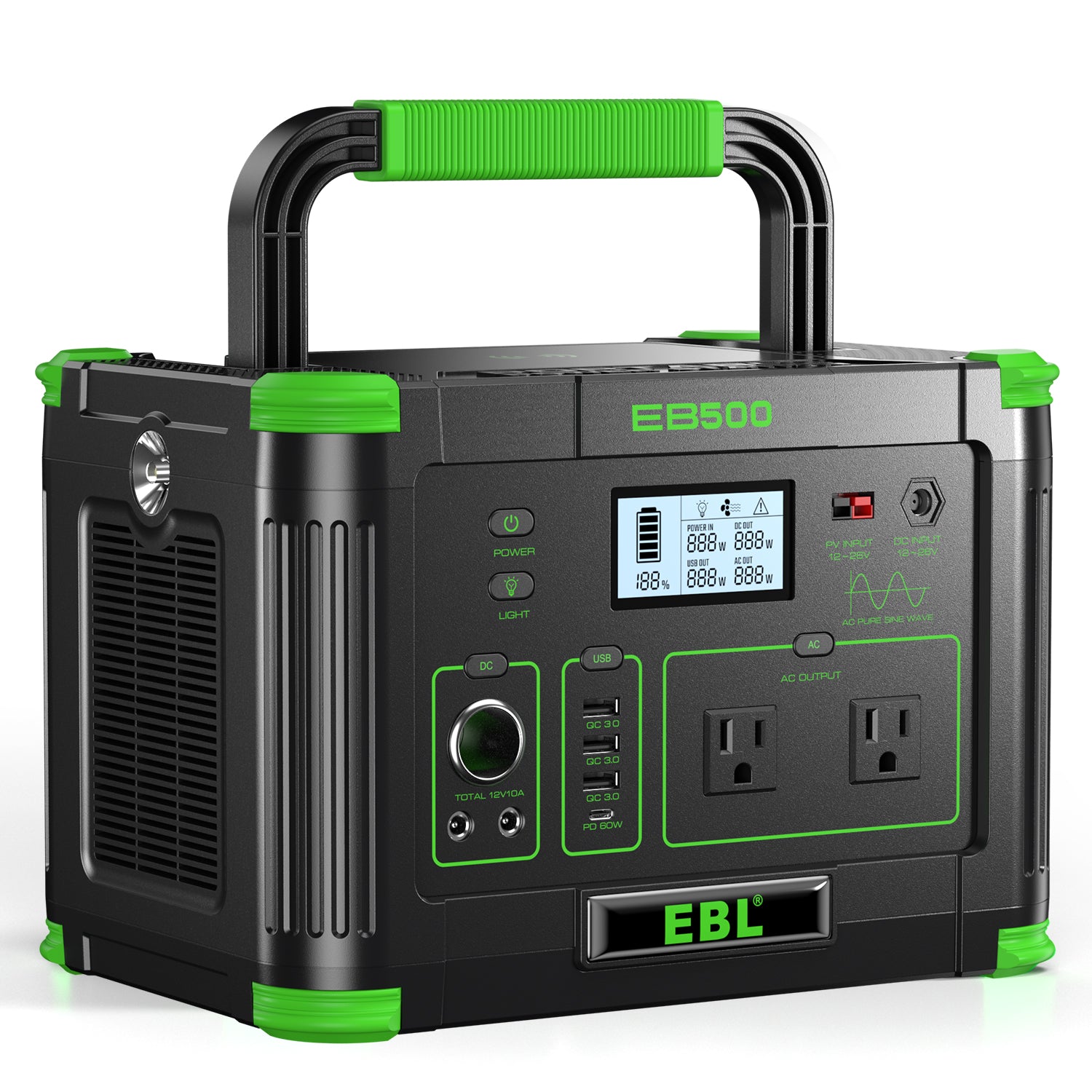 EBL 500W Portable Power Station with Dual 110V AC Outlets