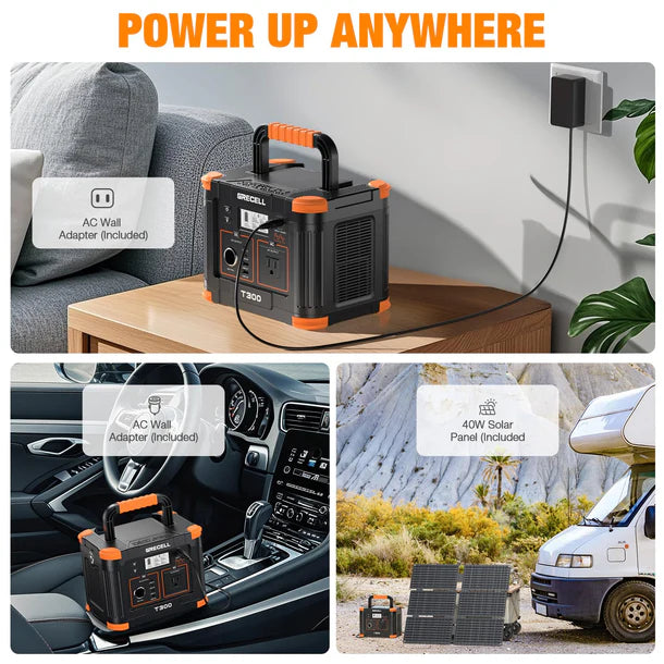 Grecell Portable Power Station 330W with 40W Solar Panel