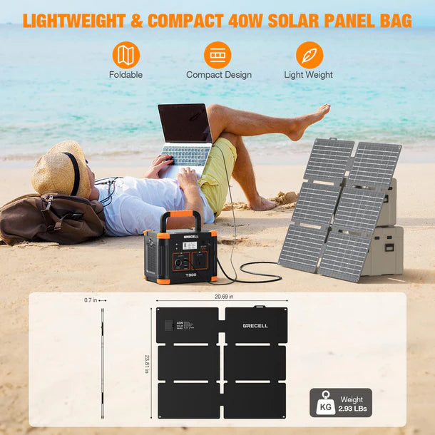 Grecell Portable Power Station 330W with 40W Solar Panel