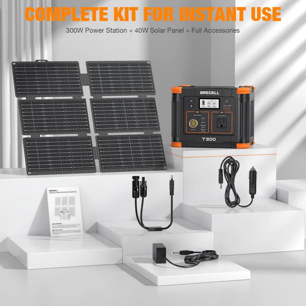 Grecell Portable Power Station 330W with 40W Solar Panel