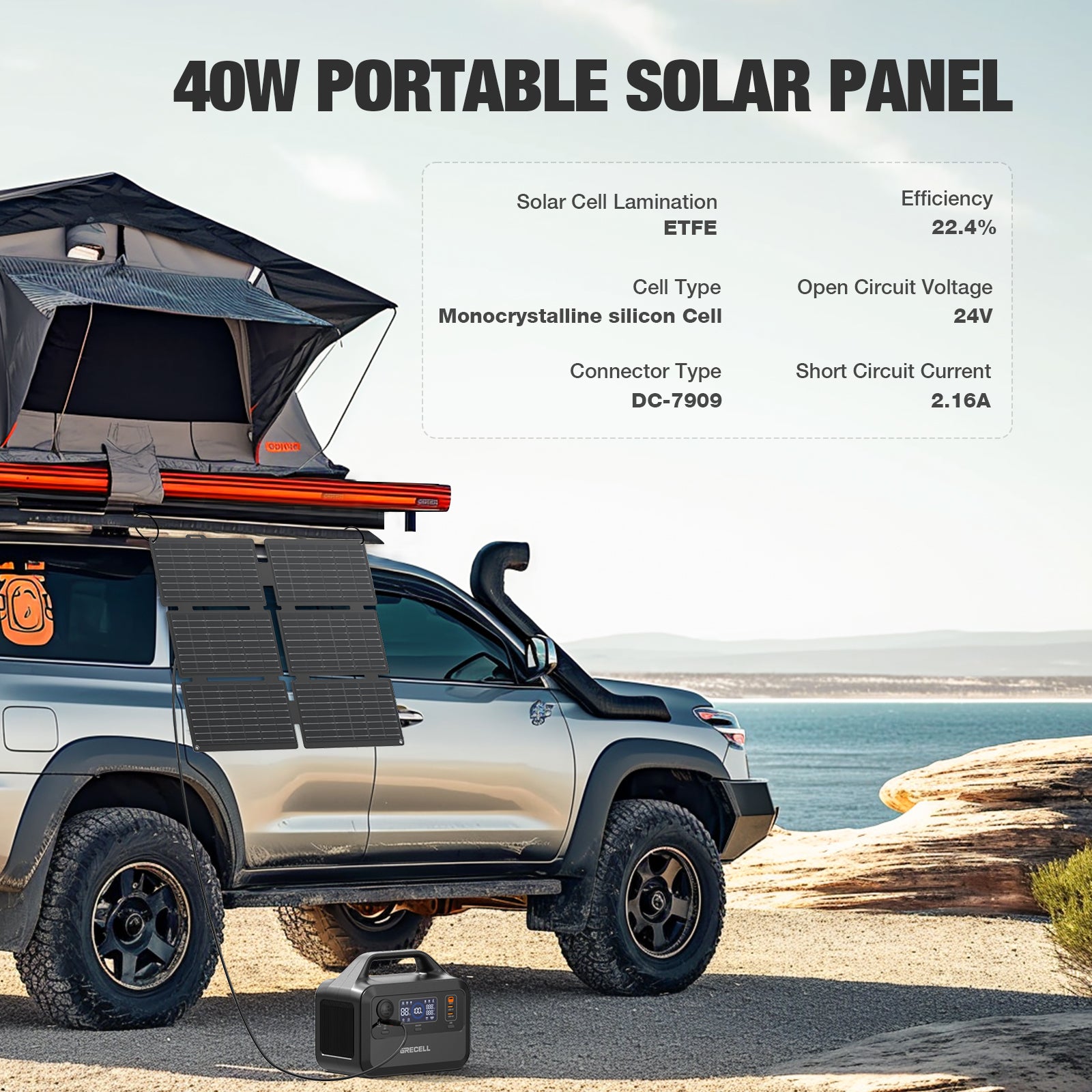 GRECELL 300W Solar Generator with 40W Solar Panel
