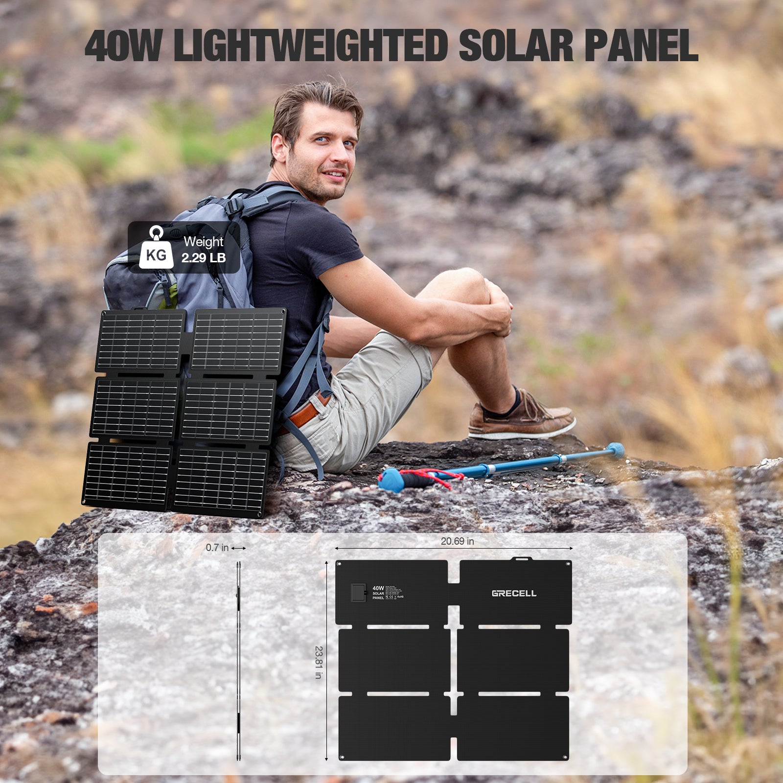 GRECELL 300W Solar Generator with 40W Solar Panel