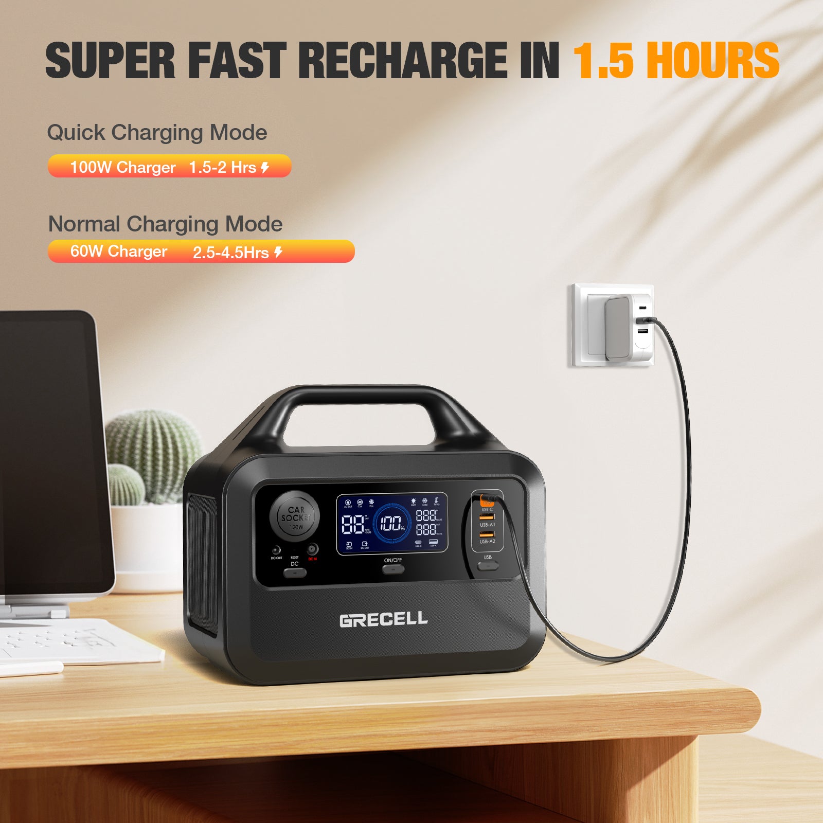 GRECELL 300W Solar Generator with 40W Solar Panel