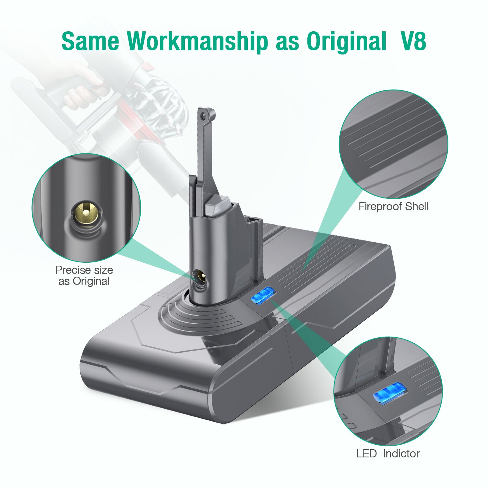 5000mAh Replacement Battery for Dyson V8