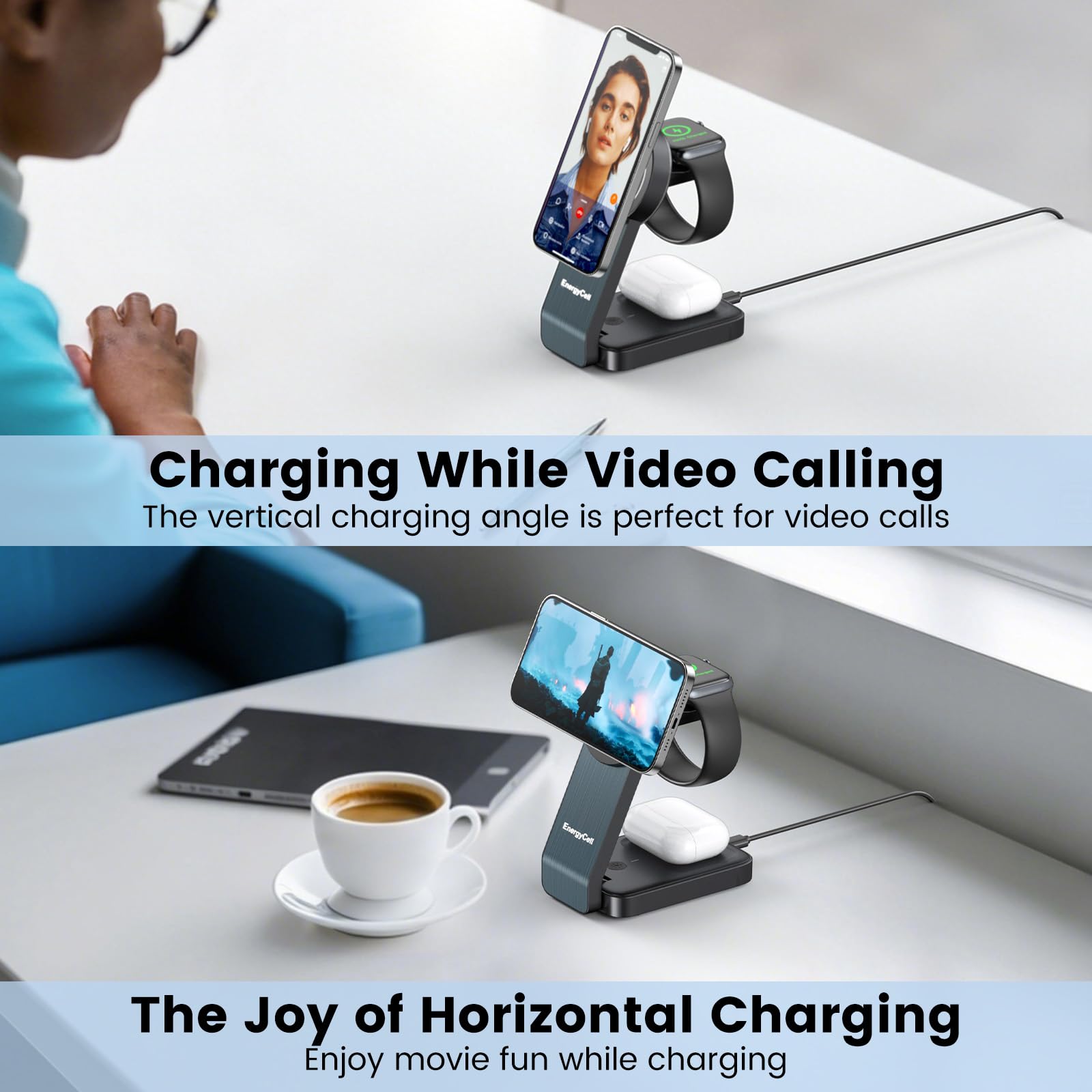 3 in 1 Mag-Safe Charger 15 W Wireless Charging Station for Apple Devices