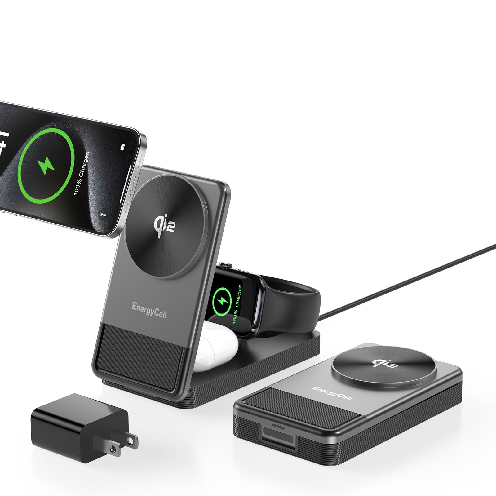 Qi2 3 in 1 15W Wireless Travel Charging Station for Apple