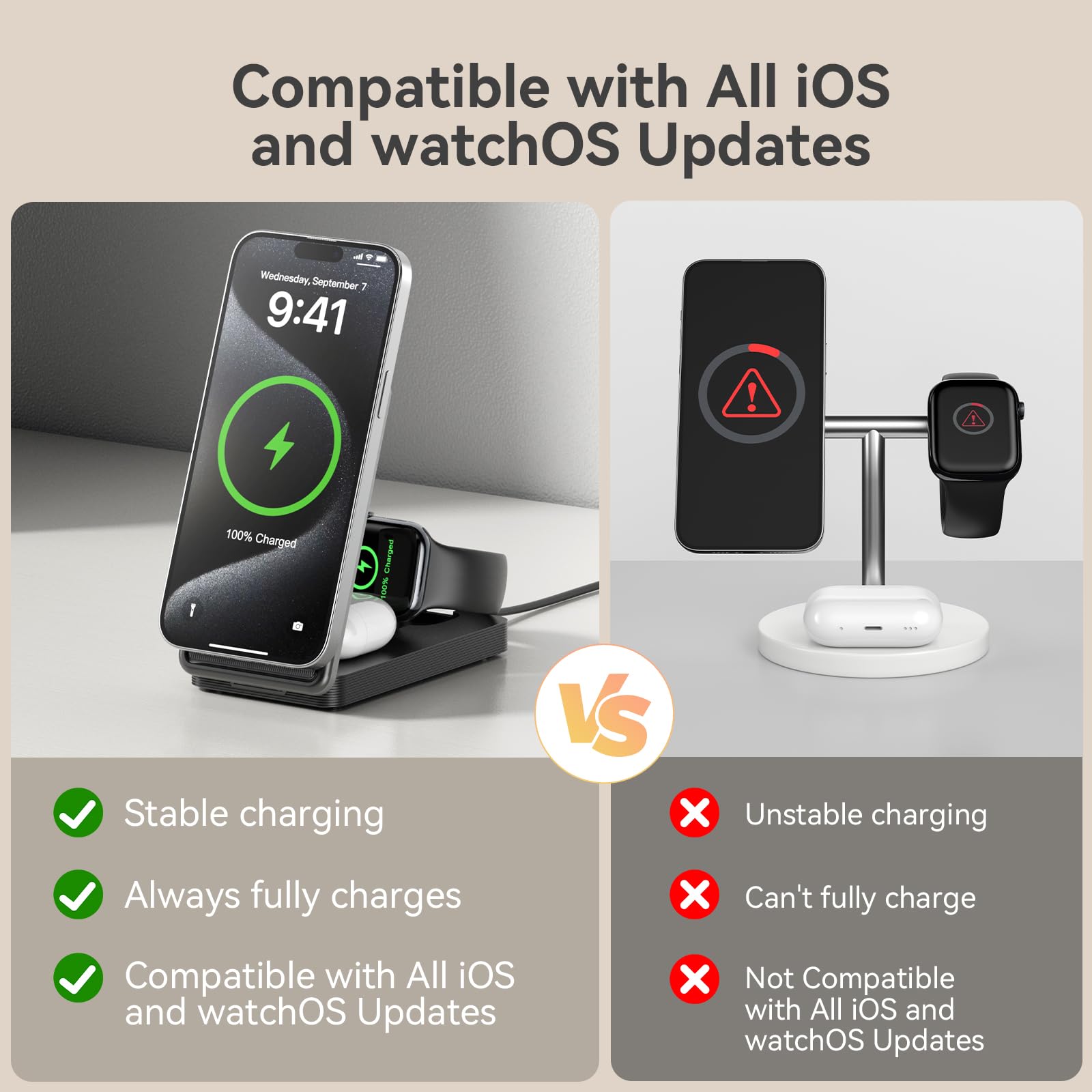 Qi2 3 in 1 15W Wireless Travel Charging Station for Apple