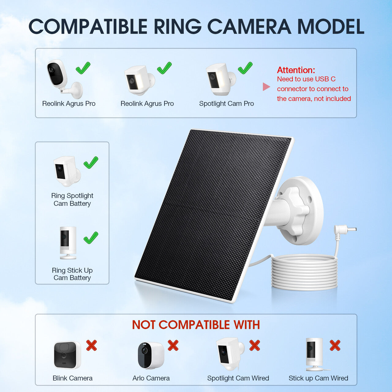 EBL Solar Panel Compatible 2nd & 3rd Gen Upgraded