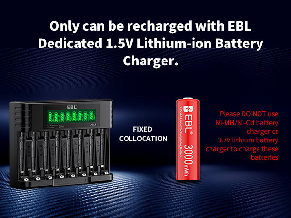 EBL AA Rechargeable Li-ion Battery 1.5V 3000mWh