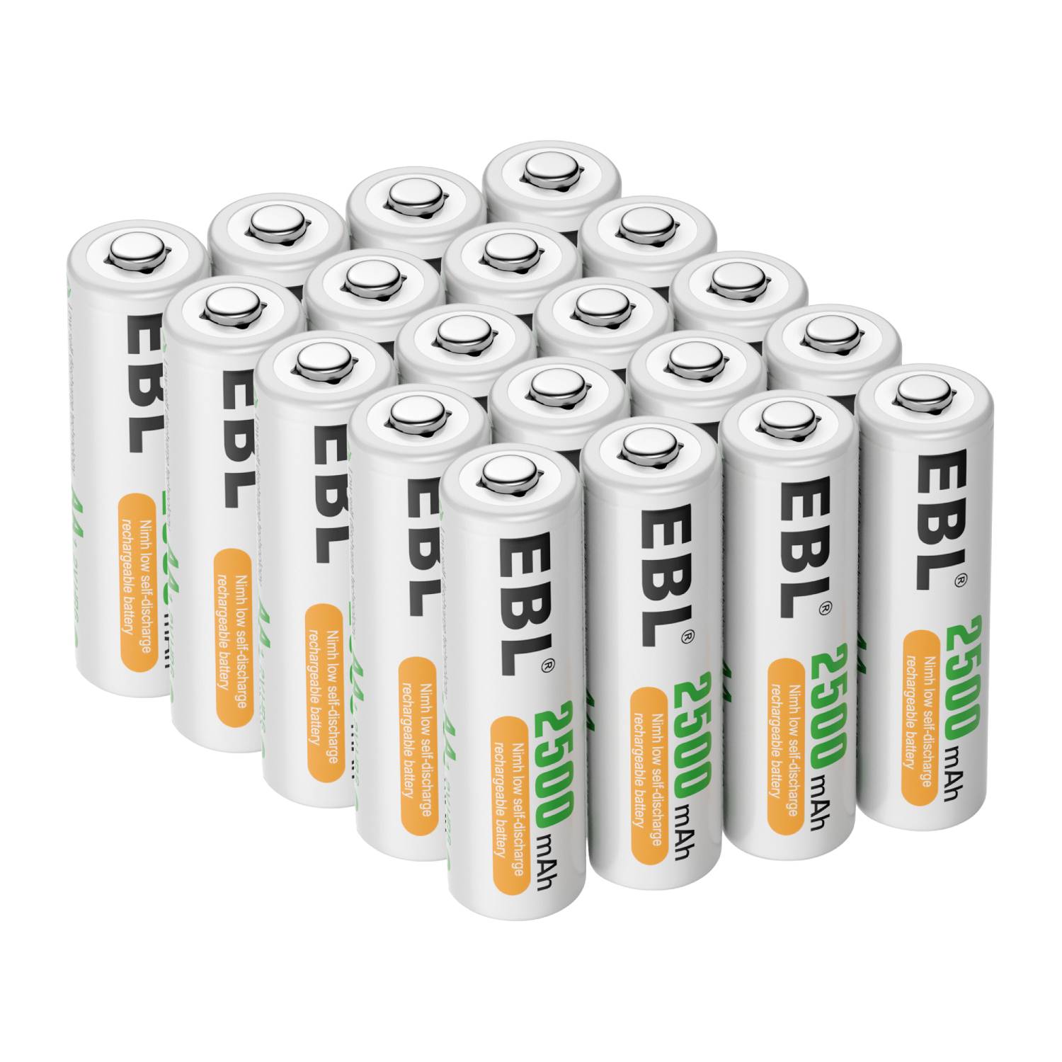 EBL AA Rechargeable Batteries Ni-MH 1.2V 2500mAh - 20Pack