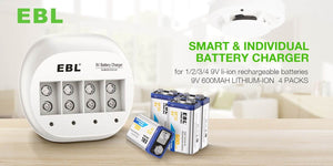 EBL 9V Battery Charger for 9V Li-ion Batteries