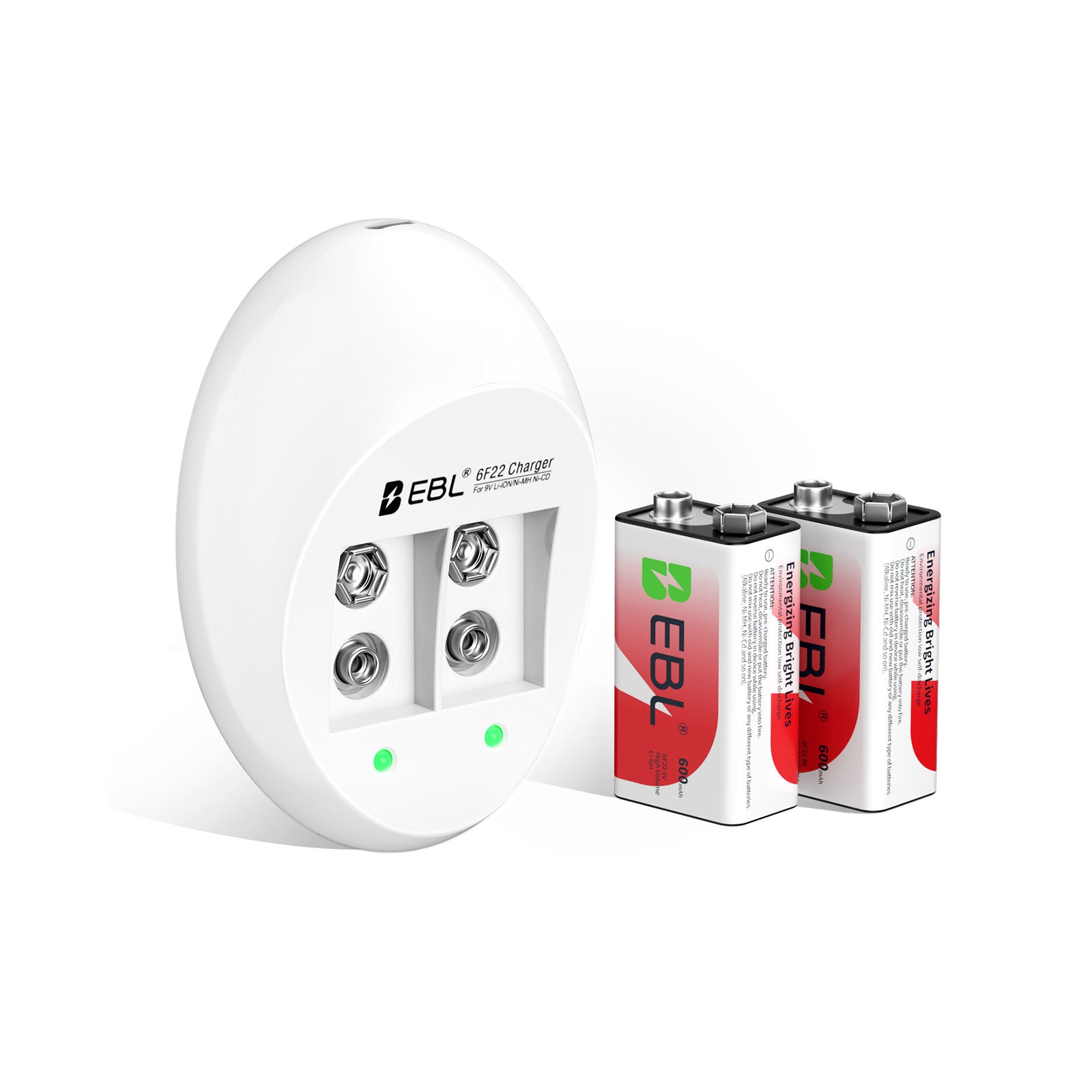 EBL 9V Li-ion Rechargeable Batteries with 6F22 9V Battery Charger