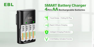 EBL 802 Smart Charger With AA 2800mAh Batteries Kit