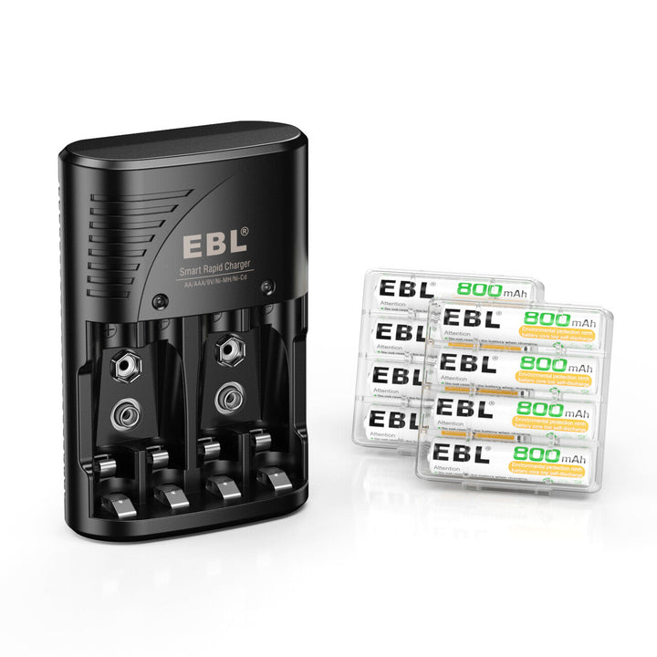 EBL 802 Smart Charger With AA AAA Rechargeable Batteries Kit