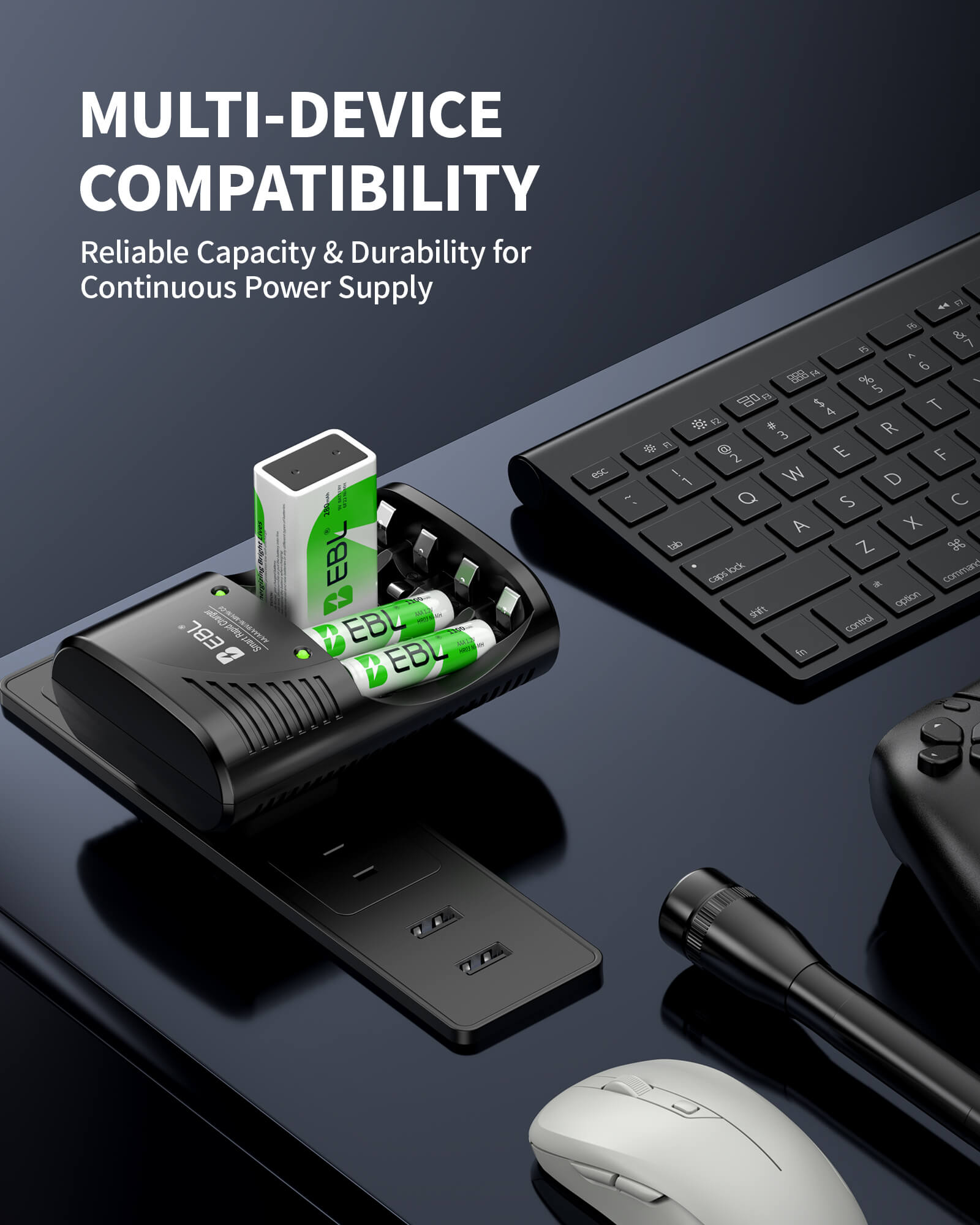 EBL 802 Smart Charger With AA AAA Rechargeable Batteries Kit