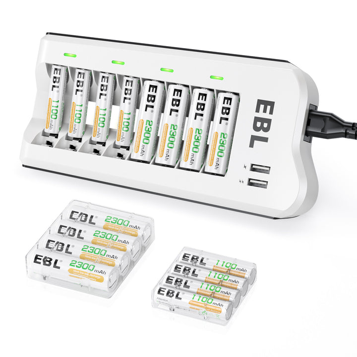 EBL AA AAA Batteries with 808U AA AAA Battery Charger