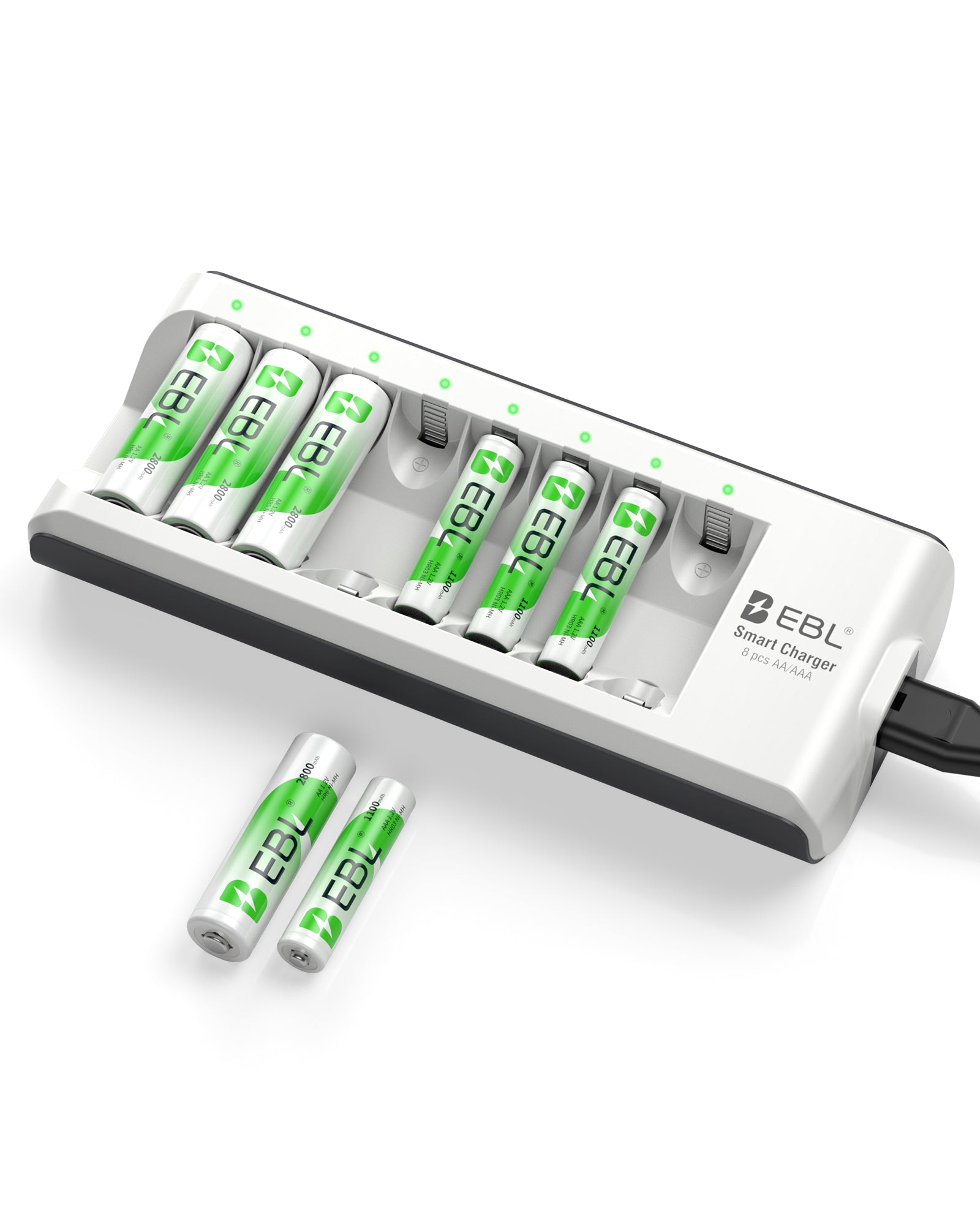 Cargador de batería individual EBL actualizado 808 de 8 bahías AA AAA