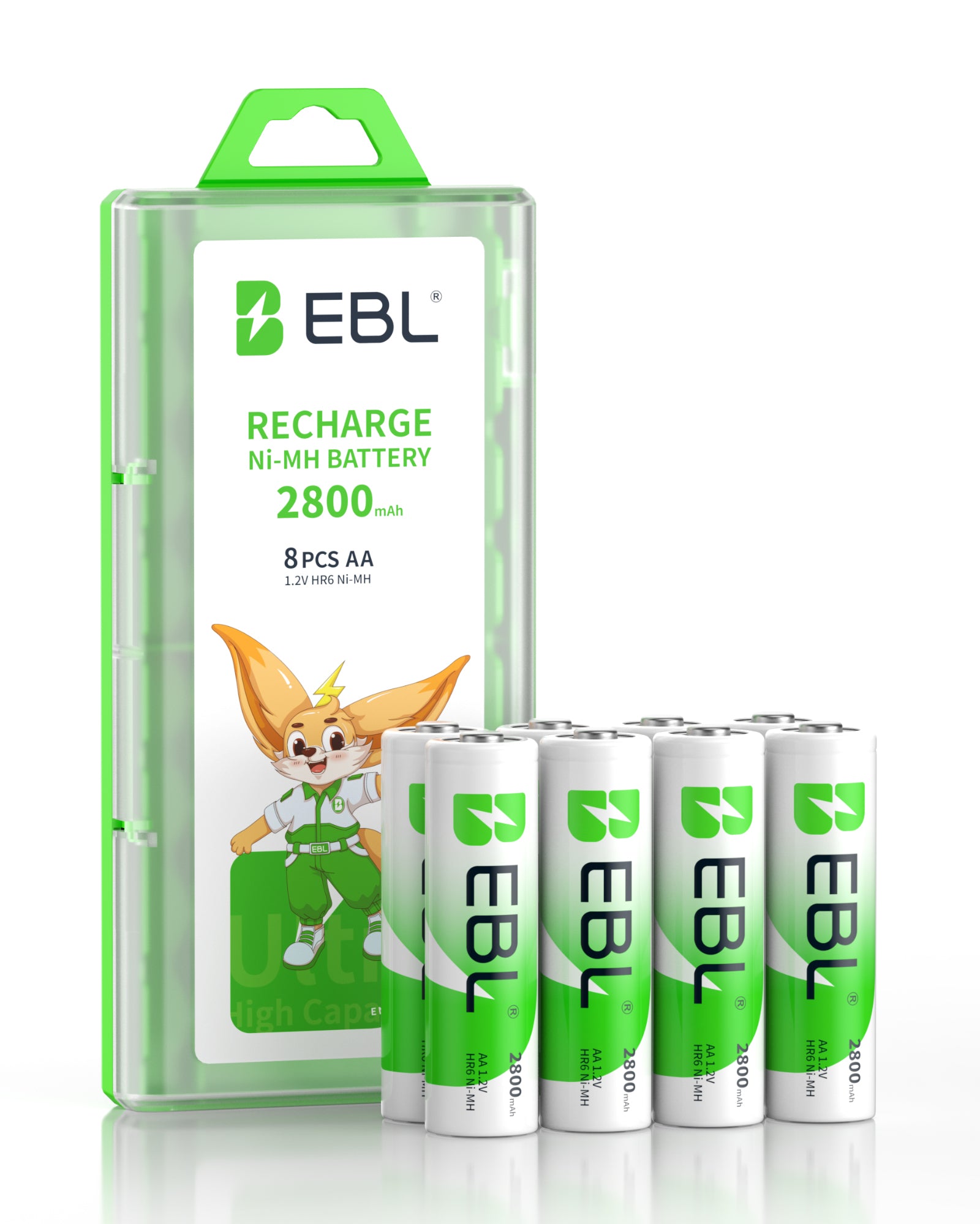 EBL 2800mAh Ni-MH AA Rechargeable Batteries New Retail Package